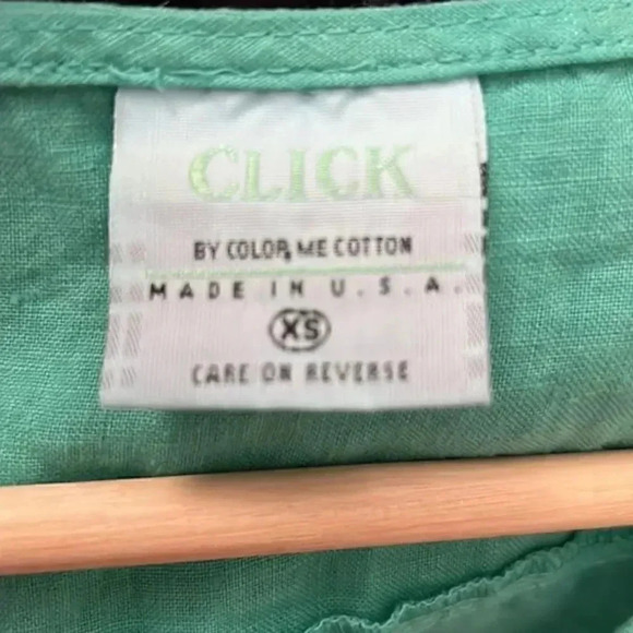 Click XS green linen dress with front pockets - Picture 3 of 4